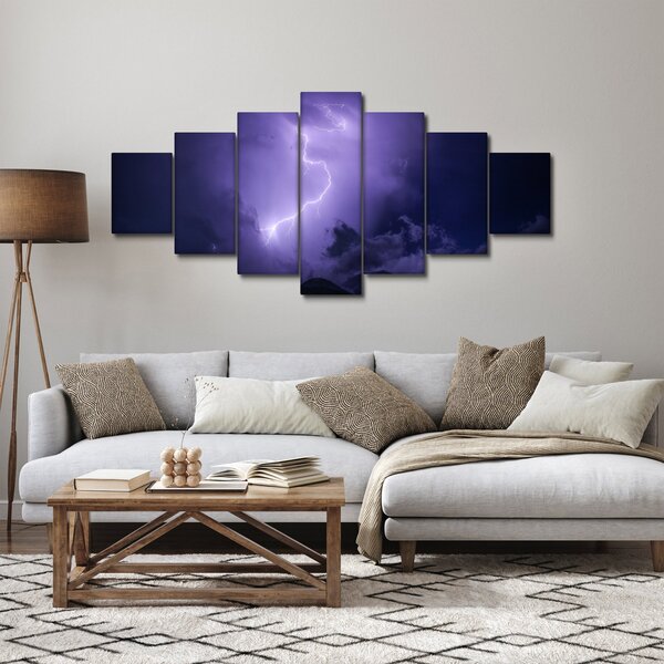 Obraz - fialová obloha a blesk (210x100 cm)
