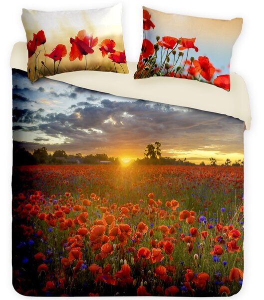 Gipetex Natural Dream 3D italské povlečení 100% bavlna Papaveri - 220x200 / 2x70x90 cm