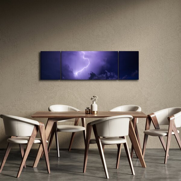 Obraz - fialová obloha a blesk (170x50 cm)