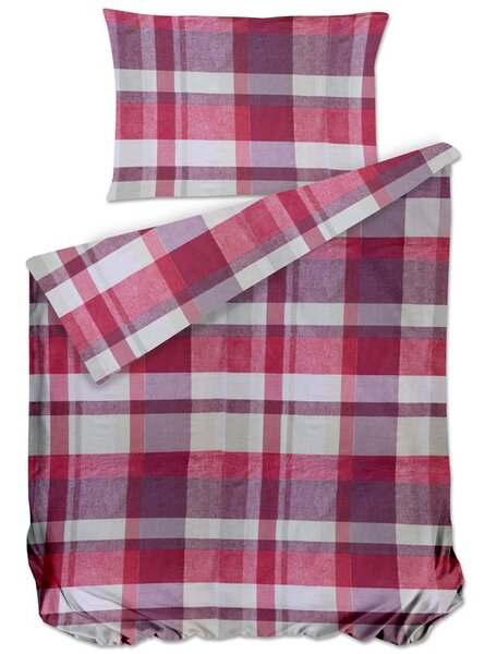 Bierbaum povlečení bavlněný satén 3725 Check Burgundy 140x200/70x90 cm
