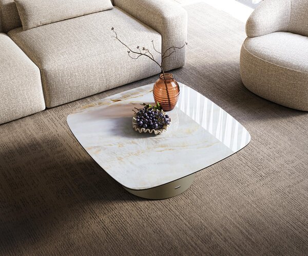 DELIFE Konferenční stolek Edge oválný tvar 90×90 cm keramika Onyx Pearl Borna Titanová barva