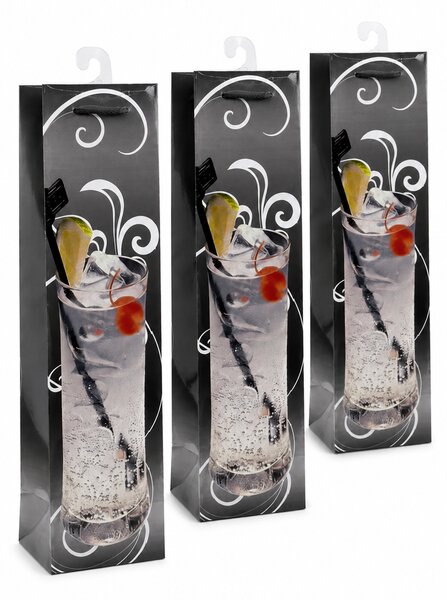 3ks Dárkových tašek na láhev – koktejl, 10 × 38 × 9 cm 8644704