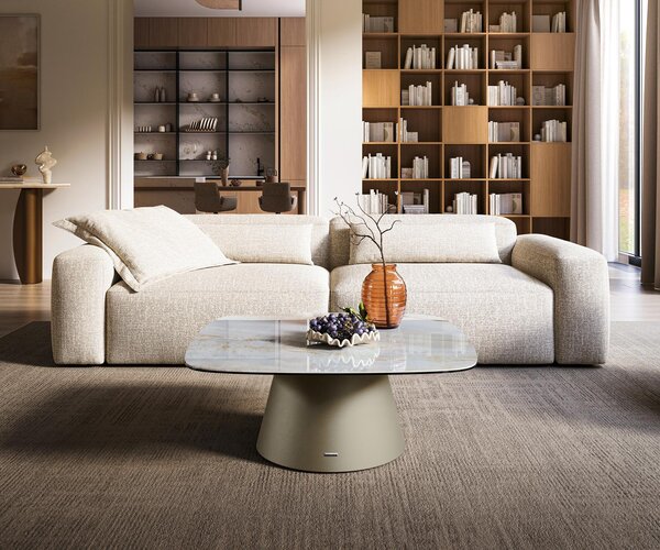 DELIFE Konferenční stolek Edge oválný tvar 90×90 cm keramika Onyx Pearl Borna Titanová barva