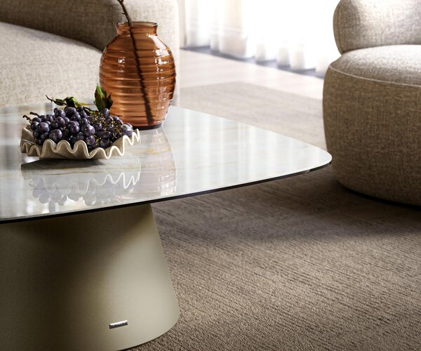 DELIFE Konferenční stolek Edge oválný tvar 90×90 cm keramika Onyx Pearl Borna Titanová barva