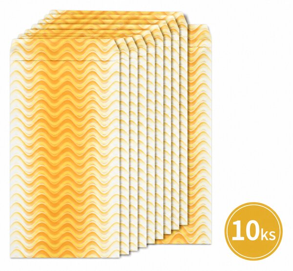 Dárkový papírový sáček s potiskem vlnek žlutý – 12 × 24 cm | Set 10 ks 8796101