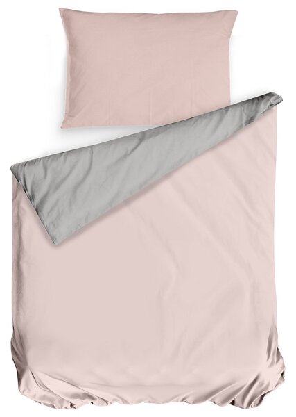 Mistral Home povlečení bavlněný perkál Doubleface šedo-béžová/pudrová růžová - 240x220 / 2x70x90 cm