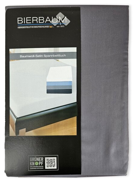 Bierbaum saténové prostěradlo Anthrazit - tmavě šedá - 90x200 cm
