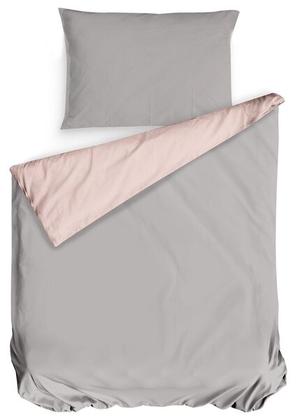Mistral Home povlečení bavlněný perkál Doubleface šedo-béžová/pudrová růžová - 240x220 / 2x70x90 cm