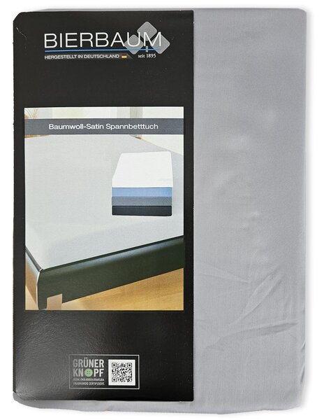 Bierbaum saténové prostěradlo Platin - středně šedá - 90x200 cm
