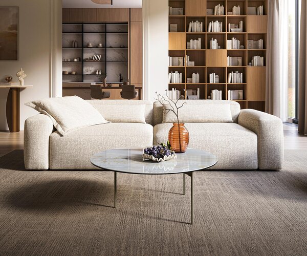 DELIFE Konferenční stolek Edge kulatý 90×90 cm keramika Onyx Pearl Trive kov titanová barva
