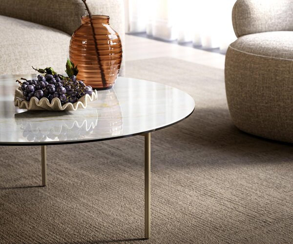 DELIFE Konferenční stolek Edge kulatý 90×90 cm keramika Onyx Pearl Trive kov titanová barva