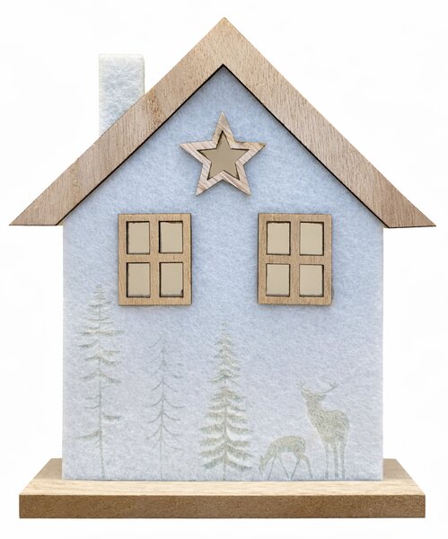 Dekorace domeček se zimním motivem bílý 12 × 4 × 13,5 cm 2009217-1A