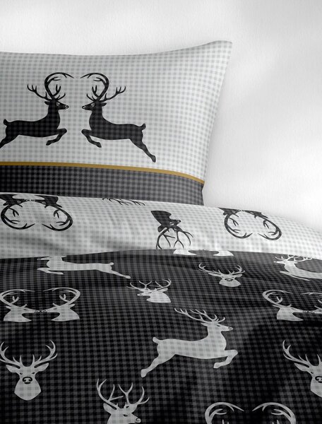 Bierbaum povlečení flanelové 3923 Deer Grafit 135x200/80x80 cm