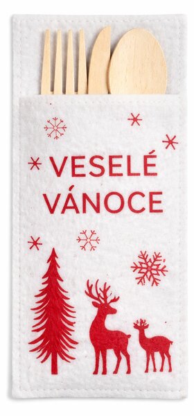 Kapsa na příbory Veselé Vánoce, 25 × 9,5 cm 2ks/bal 1000806A