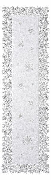 Vánoční běhoun na stůl Vločky bílý, 30 × 120 cm 8701401A