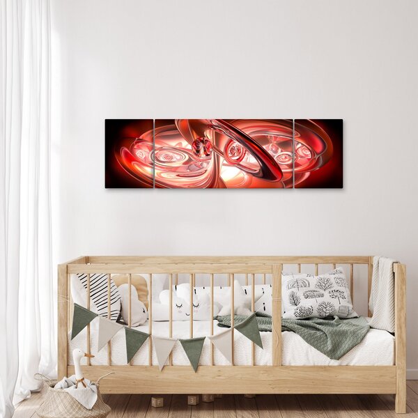 Obraz - červené tvary (170x50 cm)