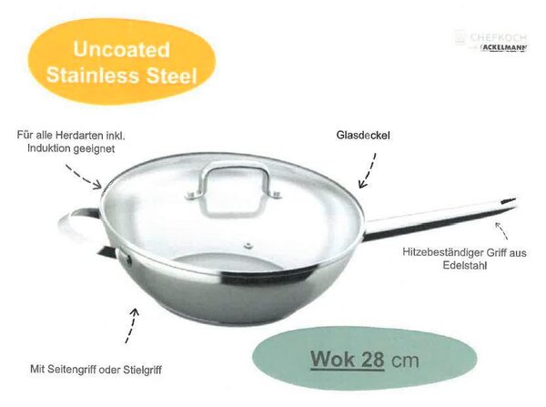 PÁNEV WOK 28 cm Chefkoch+Fackelmann - Online Only vaření, Online Only