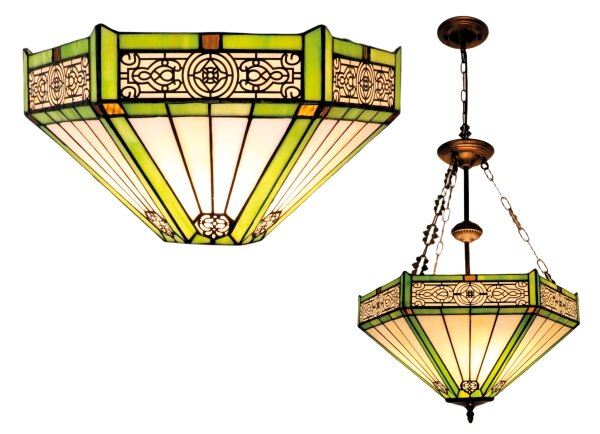 BRILAGI - Tiffany vitrážový lustr na řetězu EMERALD 3xE27/60W/230V pr. 50 cm