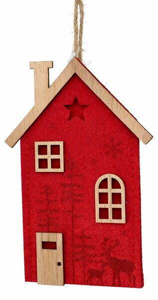 Závěsná dekorace Domeček červený, 10 × 14,5 cm 3001109-1A