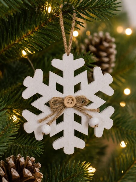 Dřevěná vánoční vločka k zavěšení – 8 cm 3001017