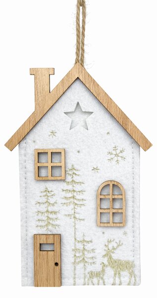 Závěsná dekorace Domeček bílý, 10 × 14,5 cm 3001109-1B