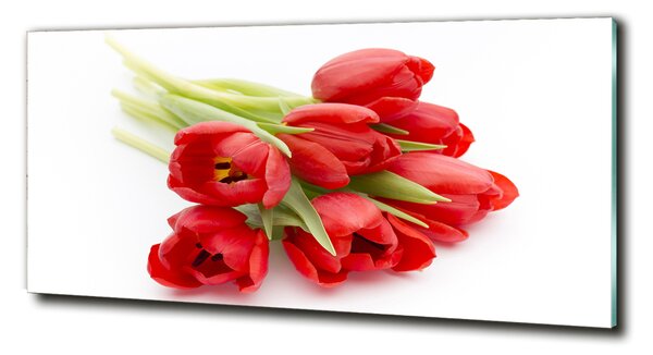 Foto obraz skleněný horizontální Červené tulipány osh-99817079