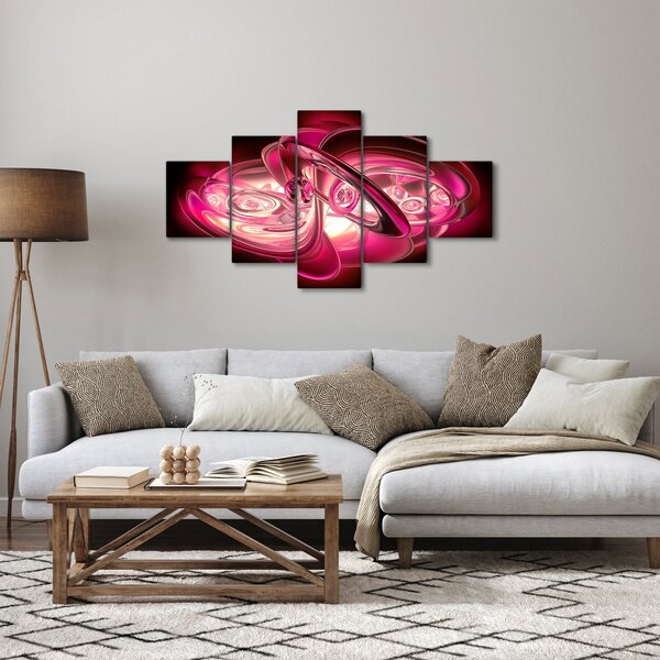 Obraz růžových fraktálů (125x70 cm)