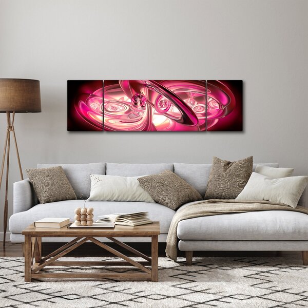 Obraz růžových fraktálů (170x50 cm)