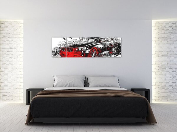 Obraz - Malované auto v akci (170x50 cm)