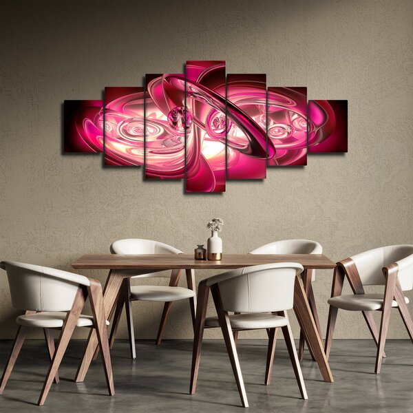 Obraz růžových fraktálů (210x100 cm)