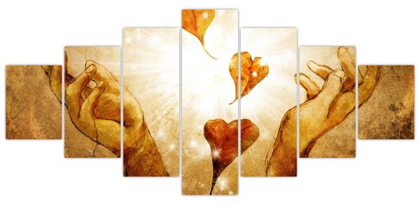 Obraz - Malba rukou plných lásky (210x100 cm)