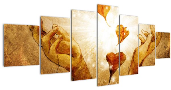 Obraz - Malba rukou plných lásky (210x100 cm)