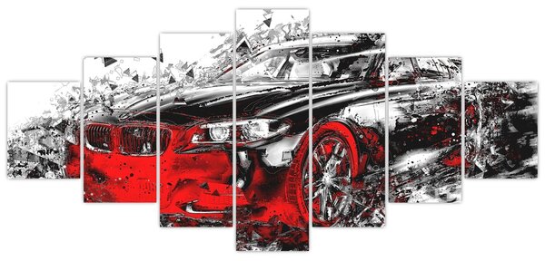 Obraz - Malované auto v akci (210x100 cm)