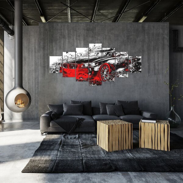 Obraz - Malované auto v akci (210x100 cm)