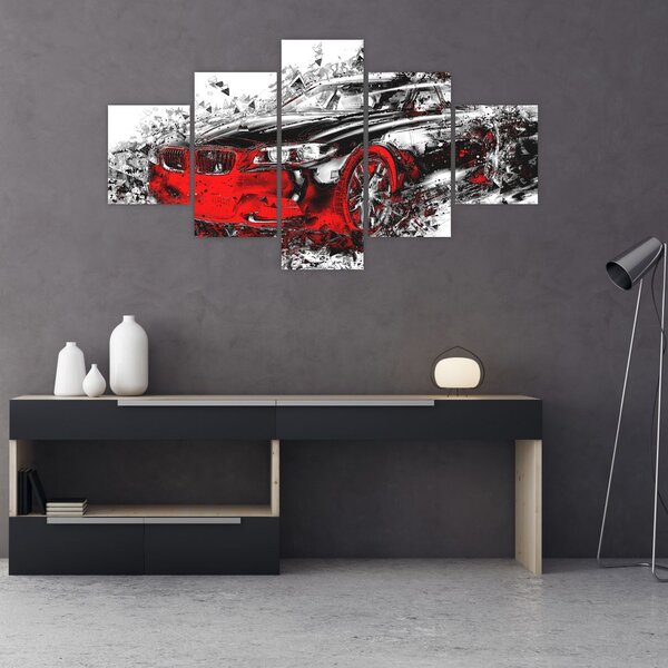 Obraz - Malované auto v akci (125x70 cm)