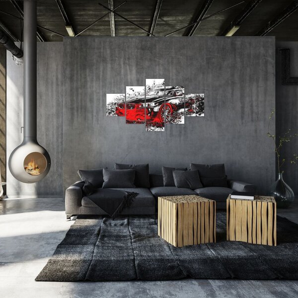 Obraz - Malované auto v akci (125x70 cm)