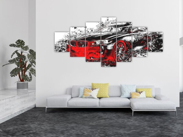 Obraz - Malované auto v akci (210x100 cm)
