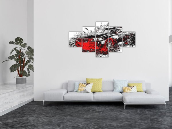 Obraz - Malované auto v akci (125x70 cm)