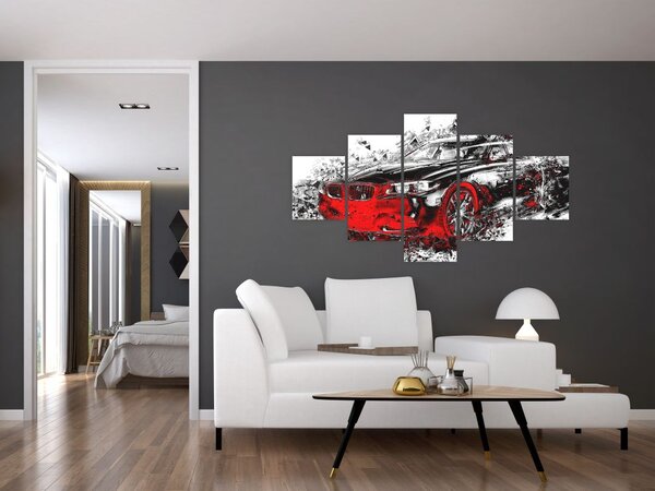 Obraz - Malované auto v akci (125x70 cm)