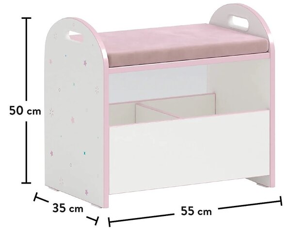 Sedací box 2v1 Susy - bílá/růžová