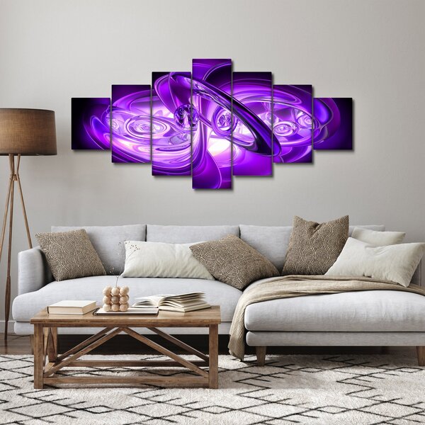 Obraz fialových fraktálů (210x100 cm)