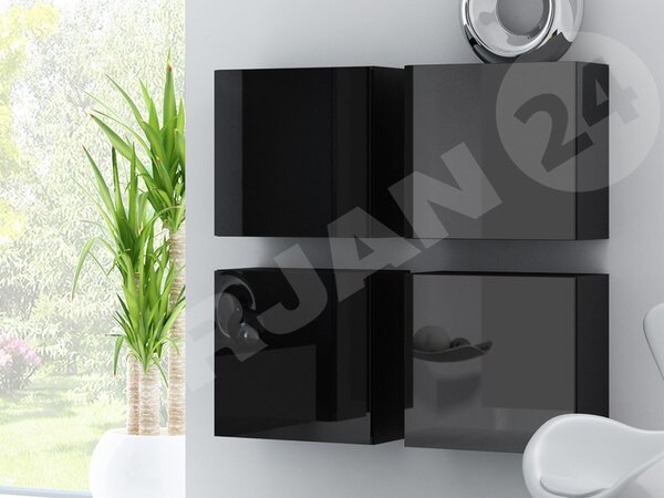 Závěsné skříňky 4 ks Zigo, Barva: černý / černý lesk 5902928731798