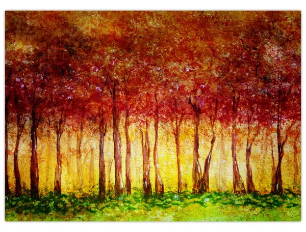 Obraz - Malba listnatého lesa (70x50 cm)