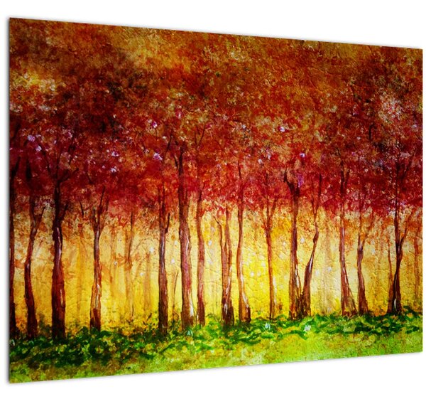 Obraz - Malba listnatého lesa (70x50 cm)