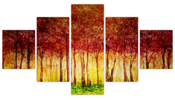 Obraz - Malba listnatého lesa (125x70 cm)