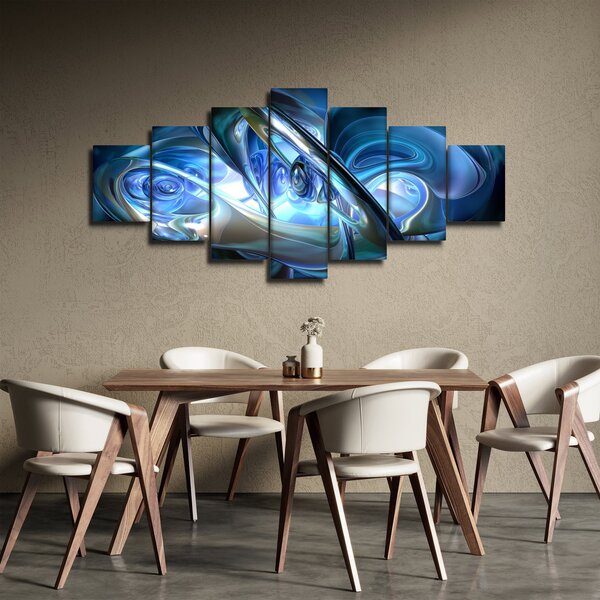 Obraz modrých fraktálů (210x100 cm)