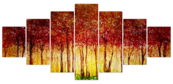 Obraz - Malba listnatého lesa (210x100 cm)