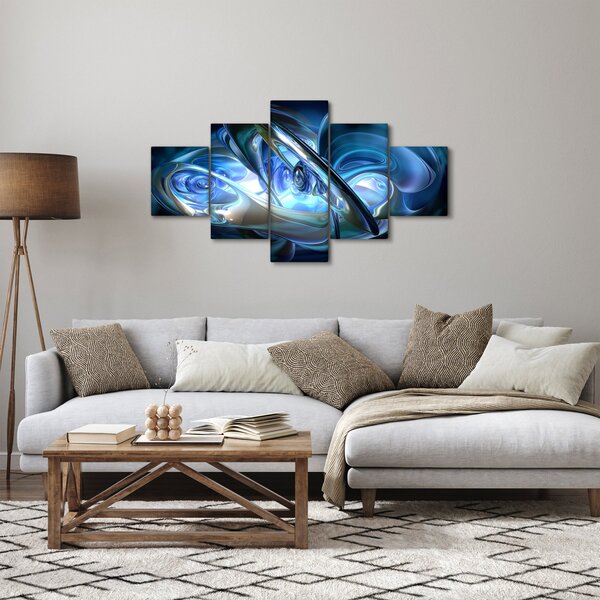 Obraz modrých fraktálů (125x70 cm)