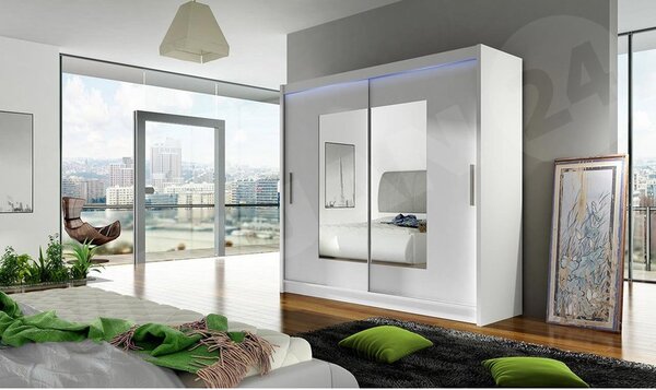 Skříň s posuvnými dveřmi London VII, Barva: černá, Osvětlení: bez osvětlení 5902928050738