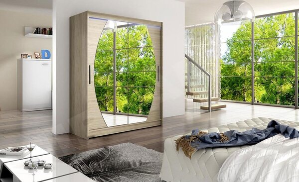 Skříň s posuvnými dveřmi Presto VIII, Barva: sonoma, Osvětlení: bez osvětlení 5902928088236